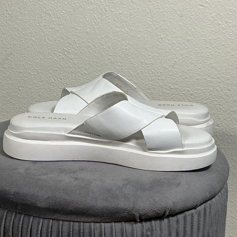 Cole Haan Grandpro Sandals Cris Cross Optic White Slides Women's Sz 5 B - Picture 7 of 8